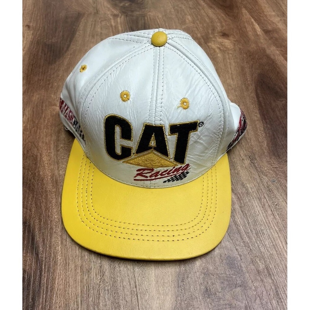 Vintage RARE JH Design Cat Racing Hat Strapback Mens Ward Burton NASCAR Leather